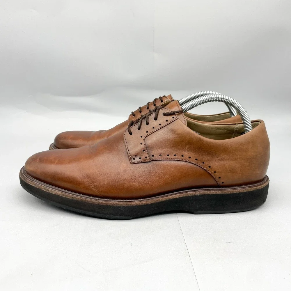 Allen Edmonds Brooklyn Light Derby Shoes Mens 10.5 Brown Leather Oxford Casual
